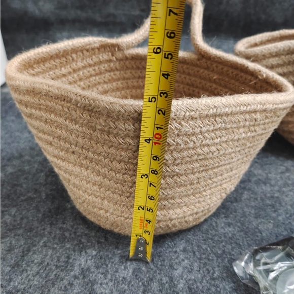 3 PCS 5"D Woven Cotton Rope Baskets for Deco Storagemor Flowers Color Khaki - Picture 3 of 6
